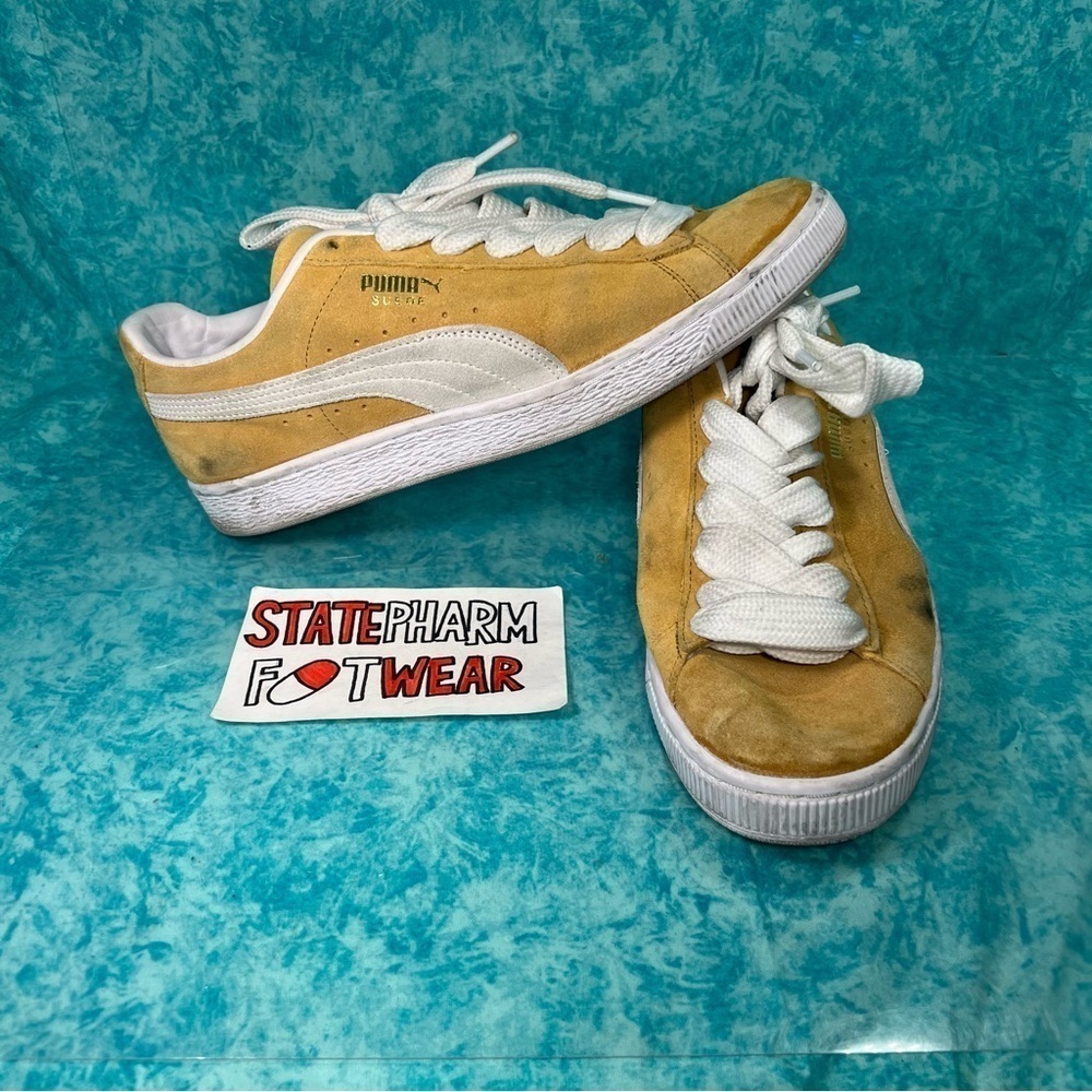 Puma Suede Classic Low Top Yellow Men’s Retro Shoes Sneakers Size 10
